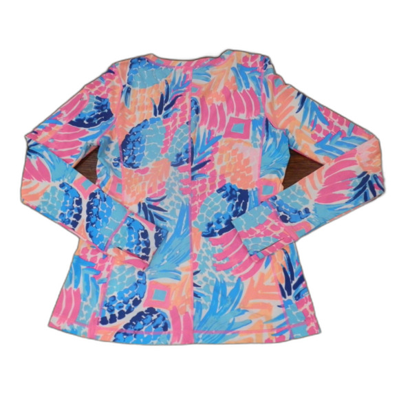 Lilly Pulitzer Luxletic Long Sleeve Shirt Pineapple Pink Blue Top Size Medium - Picture 2 of 2